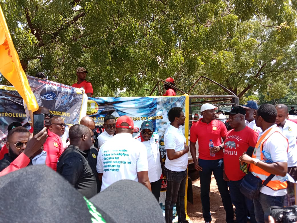 PENGASSAN holds a rally as part of its advocacy programme against Oil theft and Pipeline vandalism